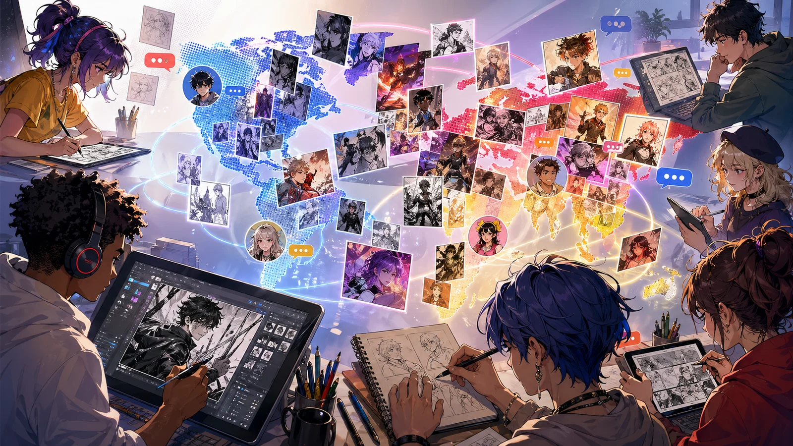 Global AI comic creator community with manga panels