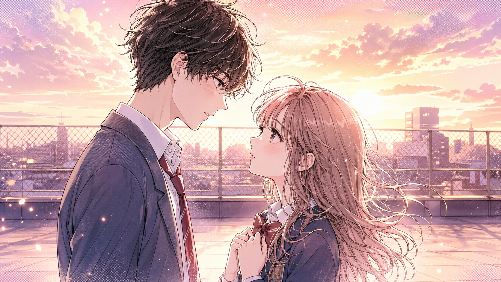 Shojo AI manga example with an emotional school scene