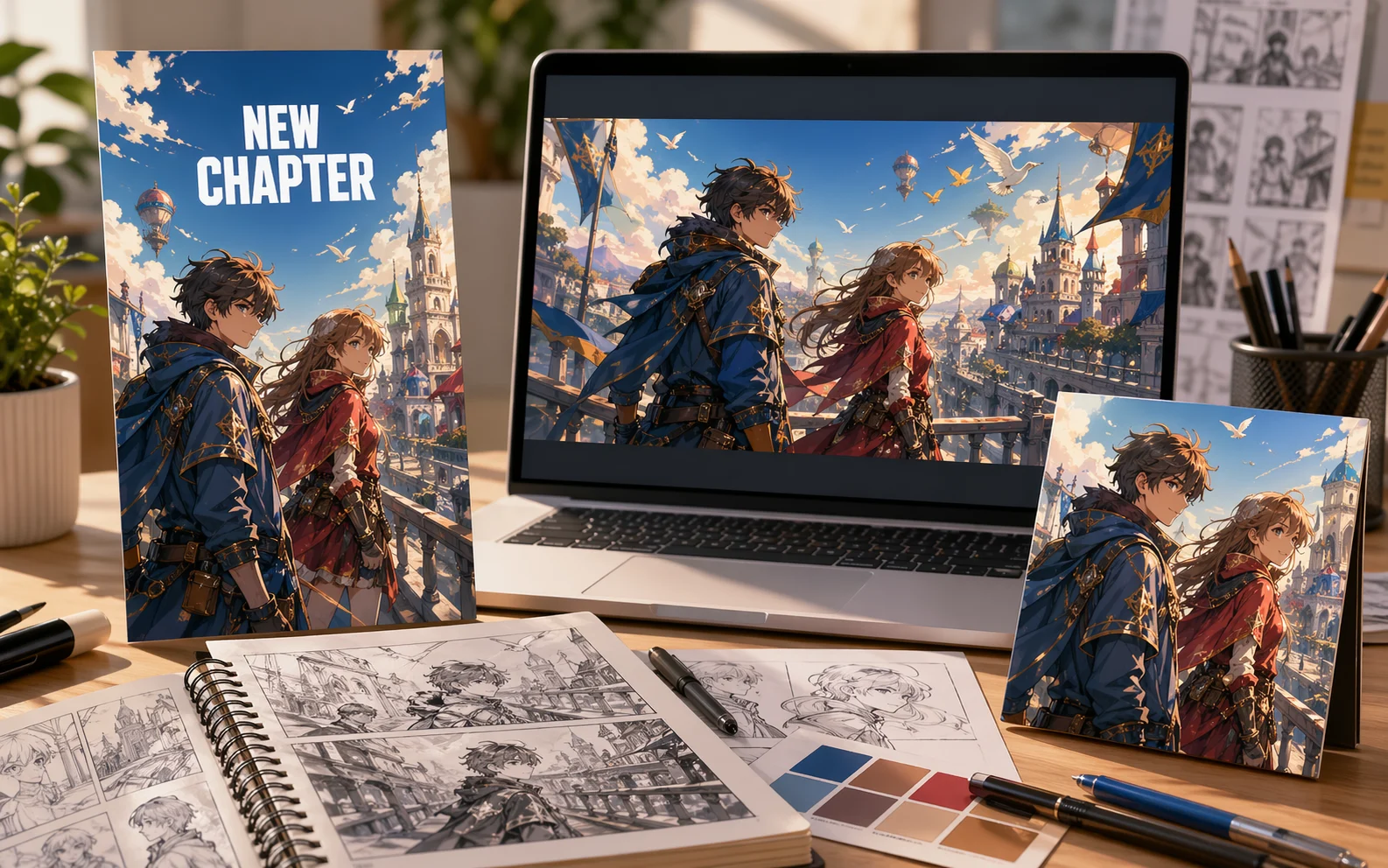 GPT Image 2 gallery example showing multi-format comic launch campaign assets