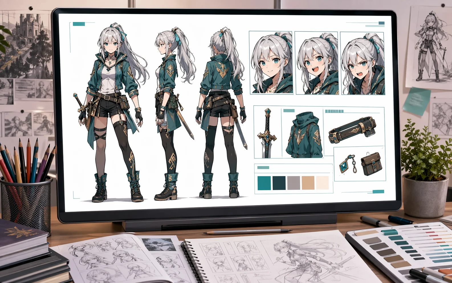 GPT Image 2 gallery example showing a manga character turnaround reference sheet