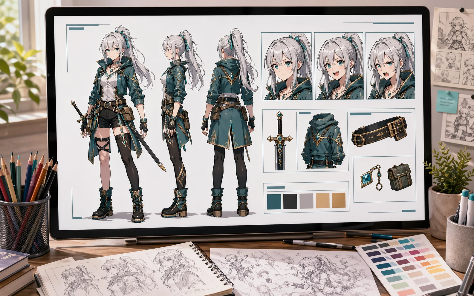 GPT Image 2 gallery example showing a four-panel comic story page on a tablet