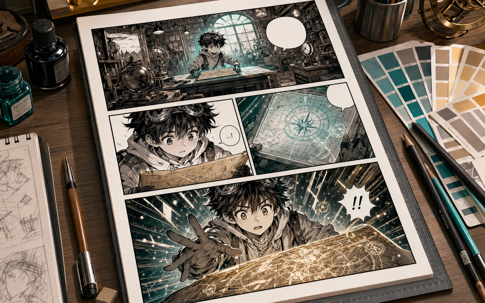 GPT Image 2 manga page layout example with clear panel structure