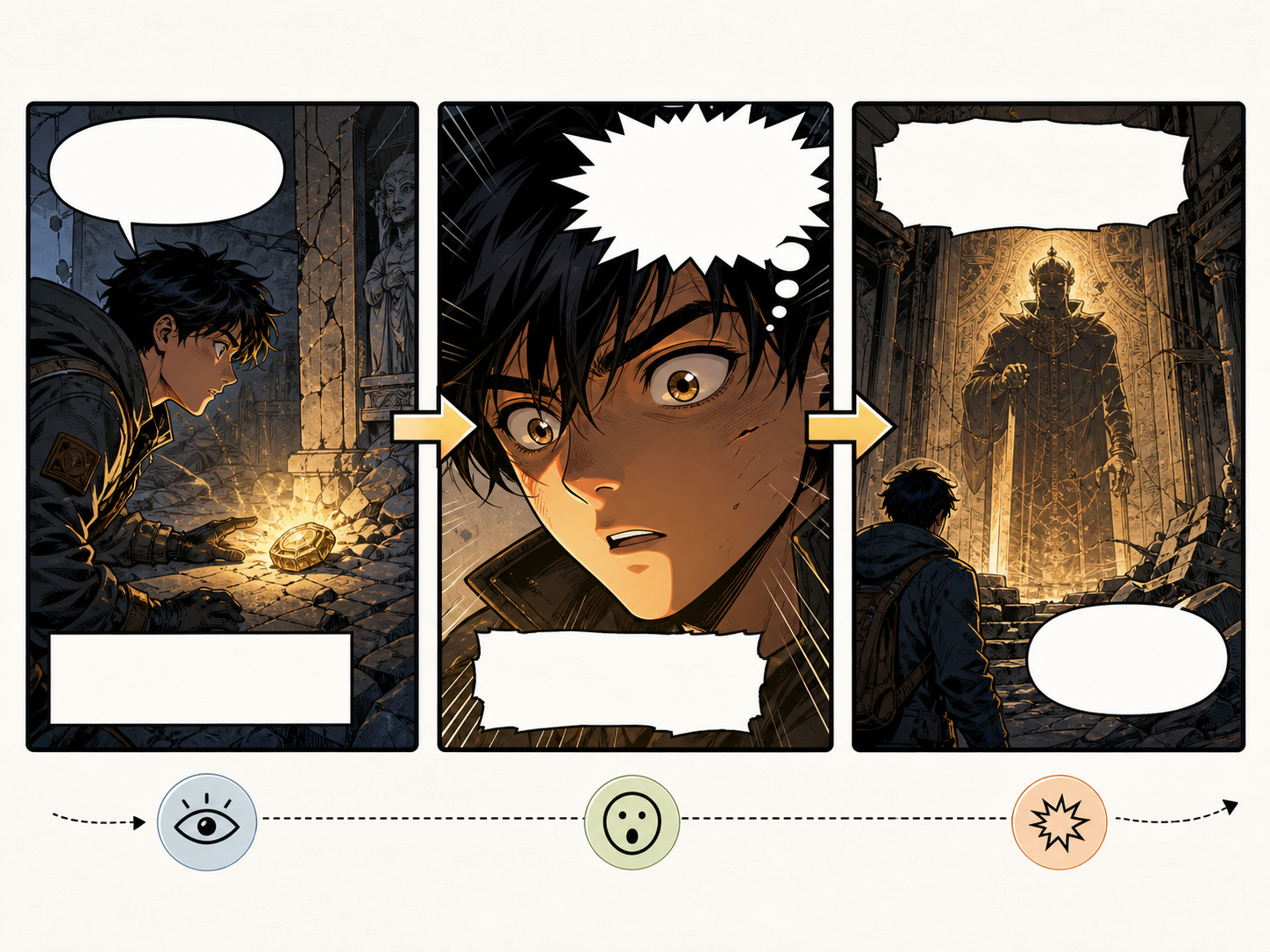 Le panneau de bandes dessinées a battu l'illustration de planification pour AI Comic Generator