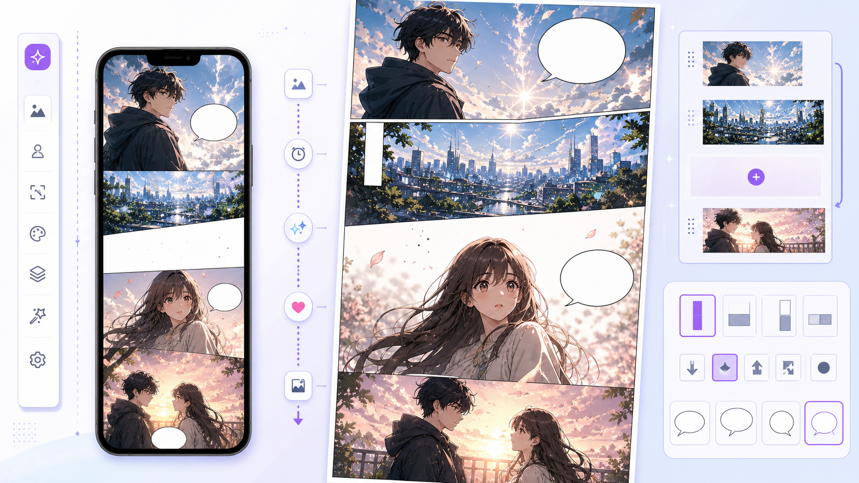 AI Webtoon Generator vertical scroll episode production board