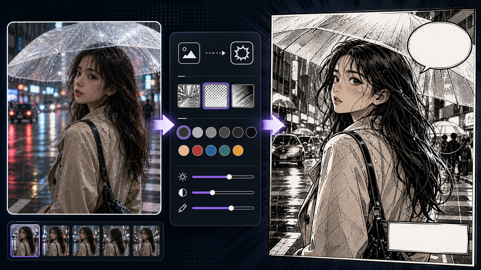 Photo to Comic before and after conversion into comic panel art